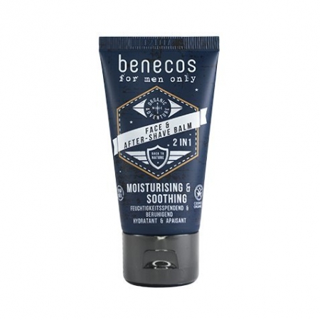 BENECOS For men only – 2w1 Naturalny nawilżająco-kojący balsam do twarzy i po goleniu 50ml